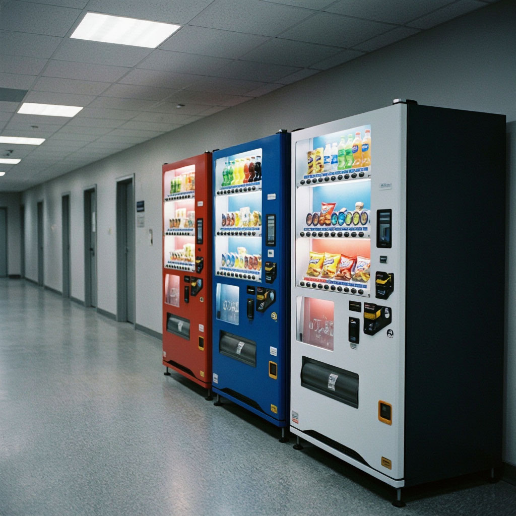 Government facility corridor with vending equipment