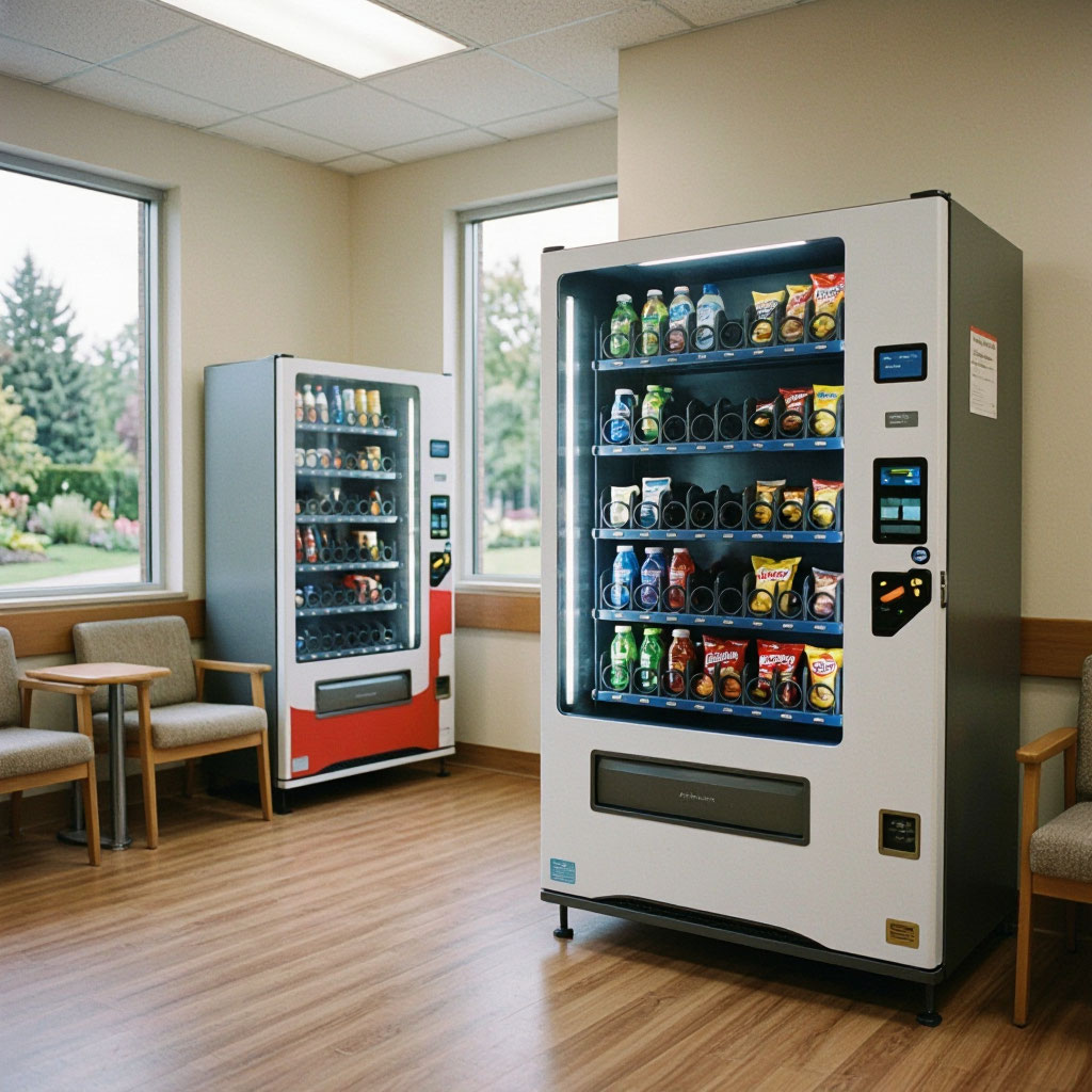 Hospital staff lounge with vending machines